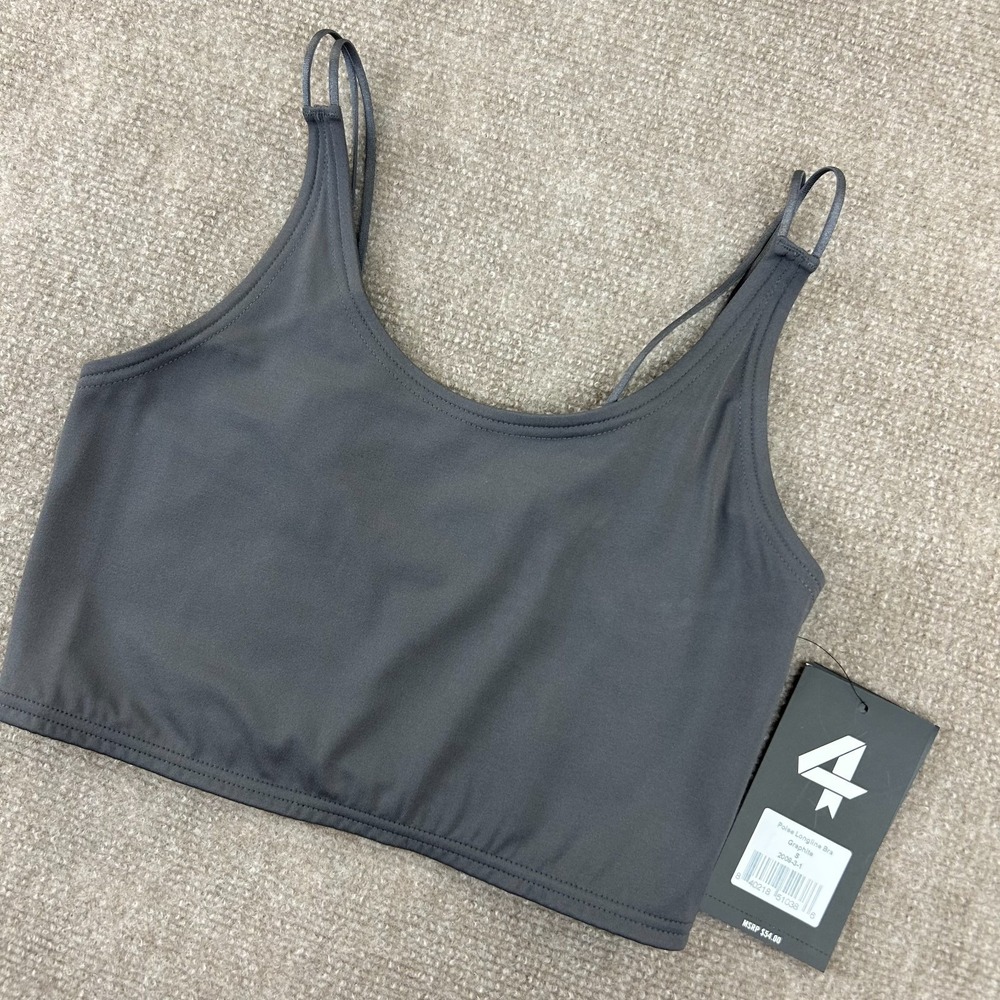 Fourlaps Poise Longline Sports Bra Womens Small‎ Gray Nylon Stretch Athletic Fit